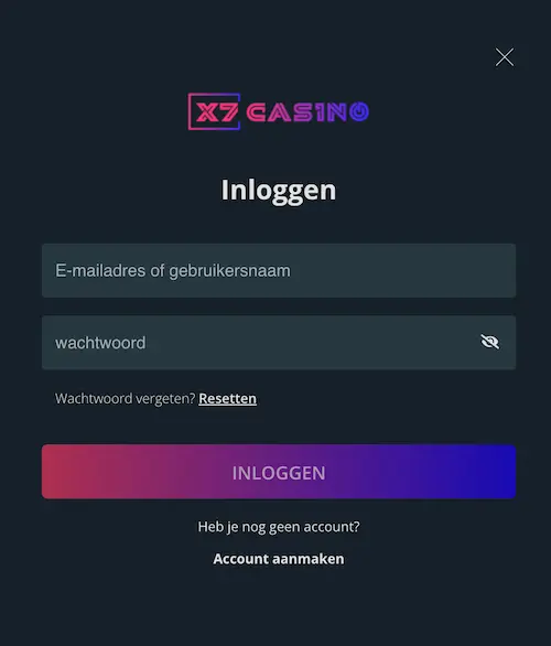 X7 Inloggen login